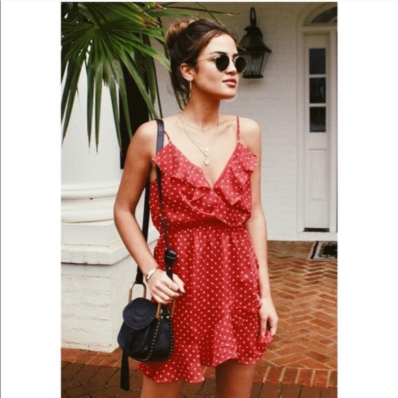 polka dot flounce dress